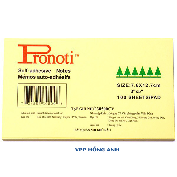 Giấy ghi chú Pronoti - giấy note vàng Pronoti 3x5