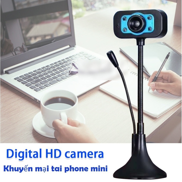 ✟□  (Bảo hành 06 tháng) Webcam Chân Cao có mic dùng cho máy tính có tích hợp mic và đèn Led trợ sáng - Webcam máy tính để bà