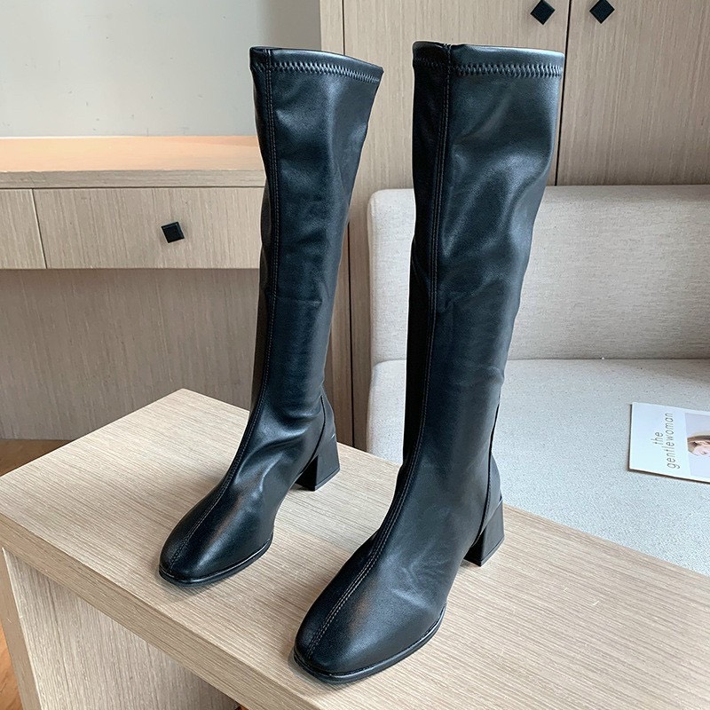 Boots đùi khóa sau nữ đế trụ thời trang