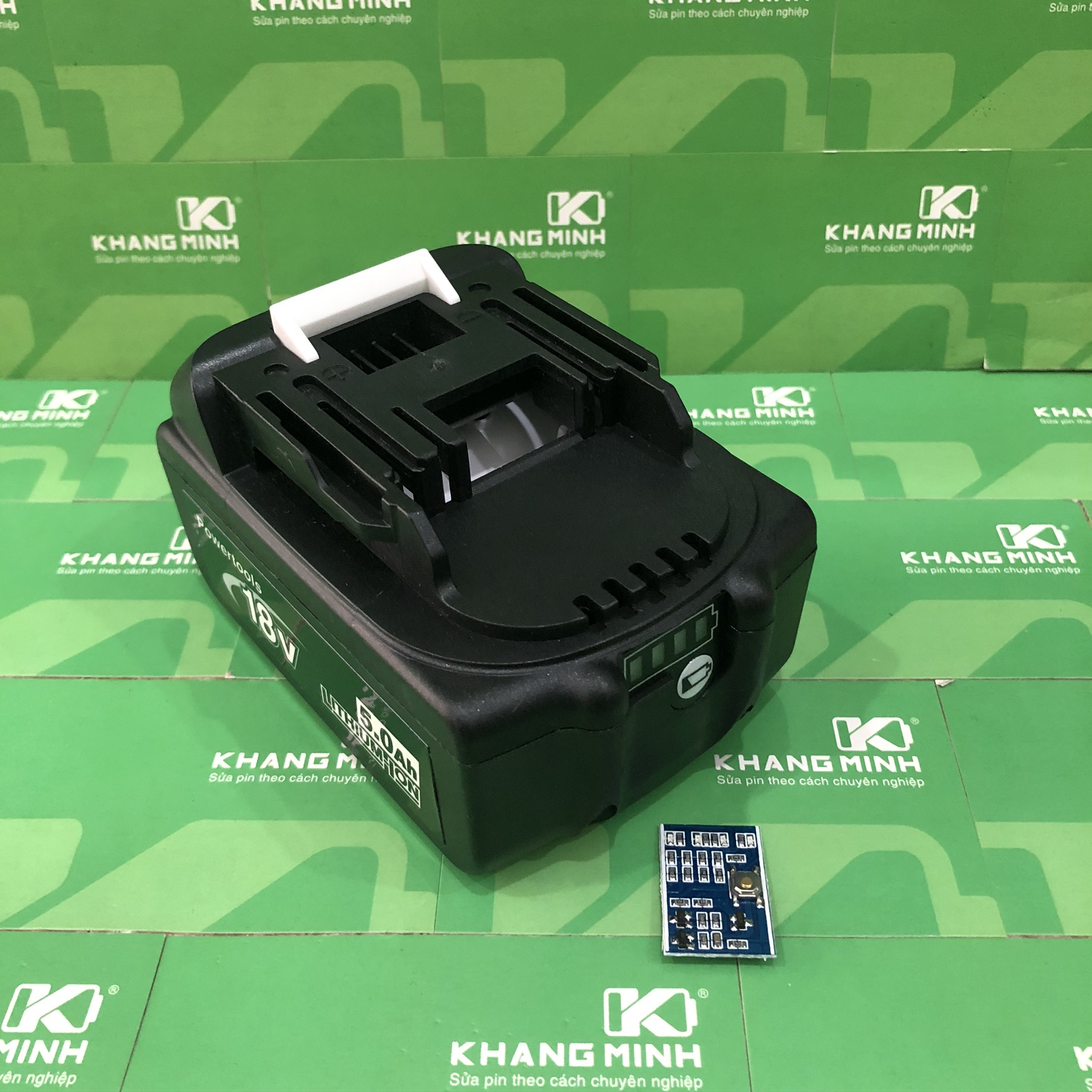 Vỏ pin Makita 18V 5S - 2P và mạch báo pin 4 Led ngang