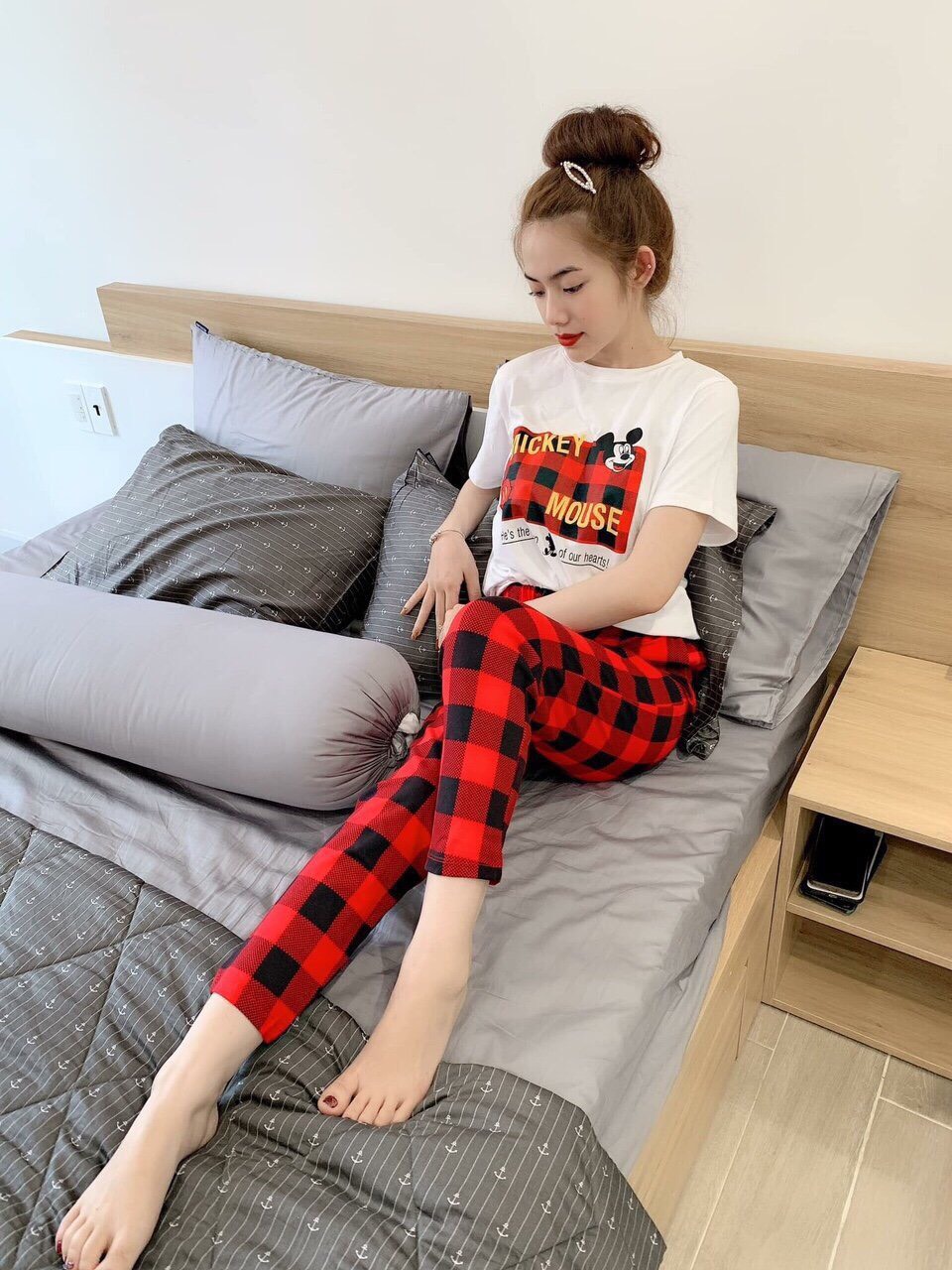 Sét bộ caro MIckey mouse cực chất TTSA0073
