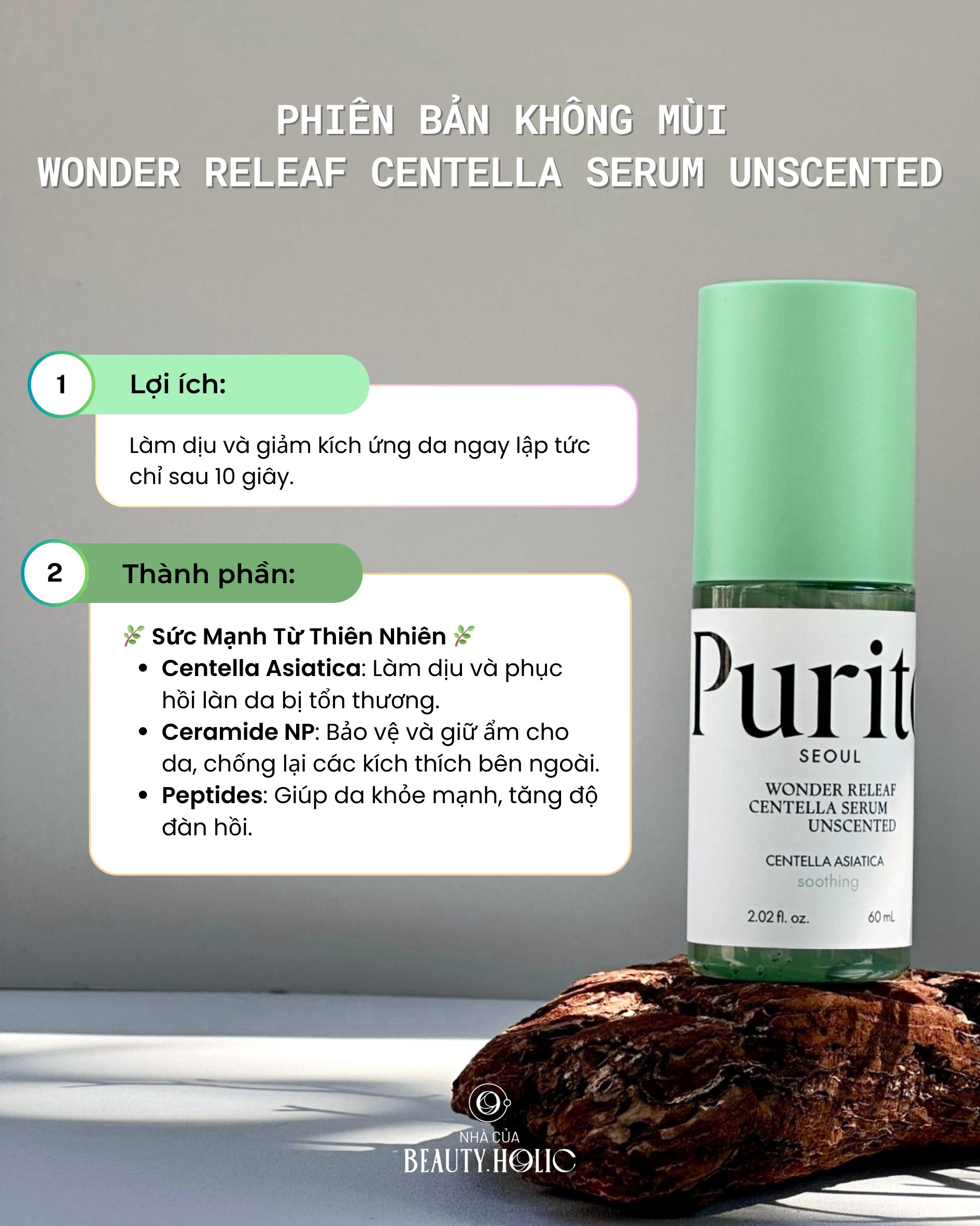[Nhacuabeautyholic][BẢN MỚI 2024] Serum rau má PURITO CENTELLA SERUM