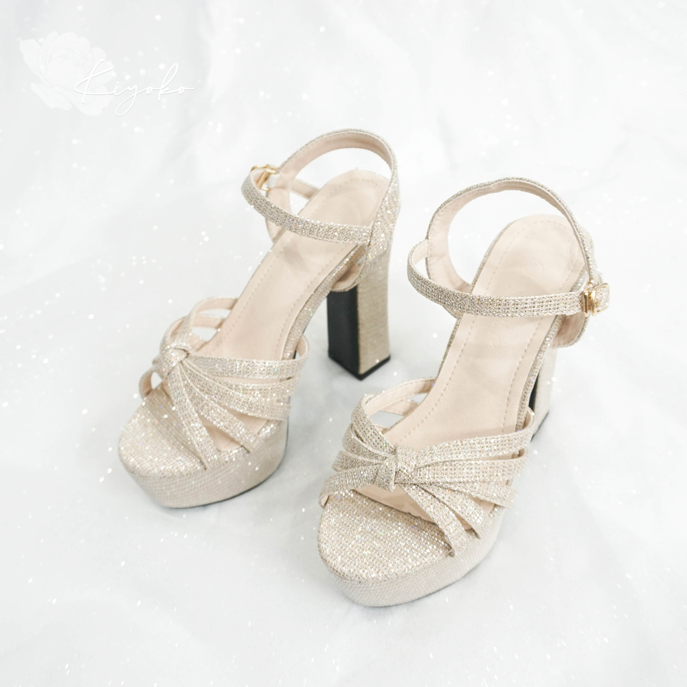 [HCM]Giày cưới Kiyoko sandal lấp lánh cao gót 13cm