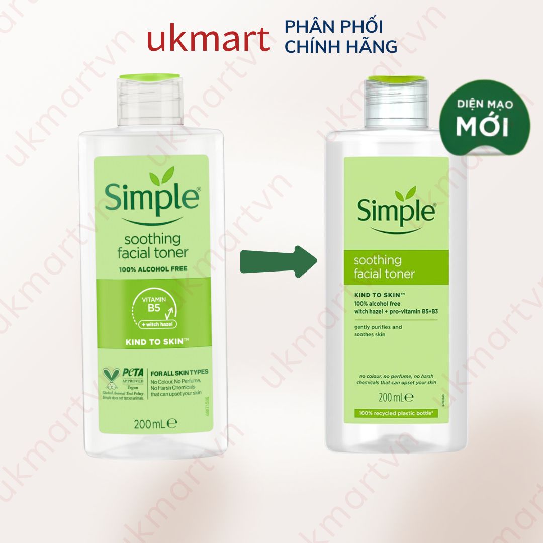 Nước Hoa Hồng Cân Bằng Da Dịu Nhẹ Simple Kind To Skin Soothing Facial Toner 200ml Hàng Nhập Chính Hãng