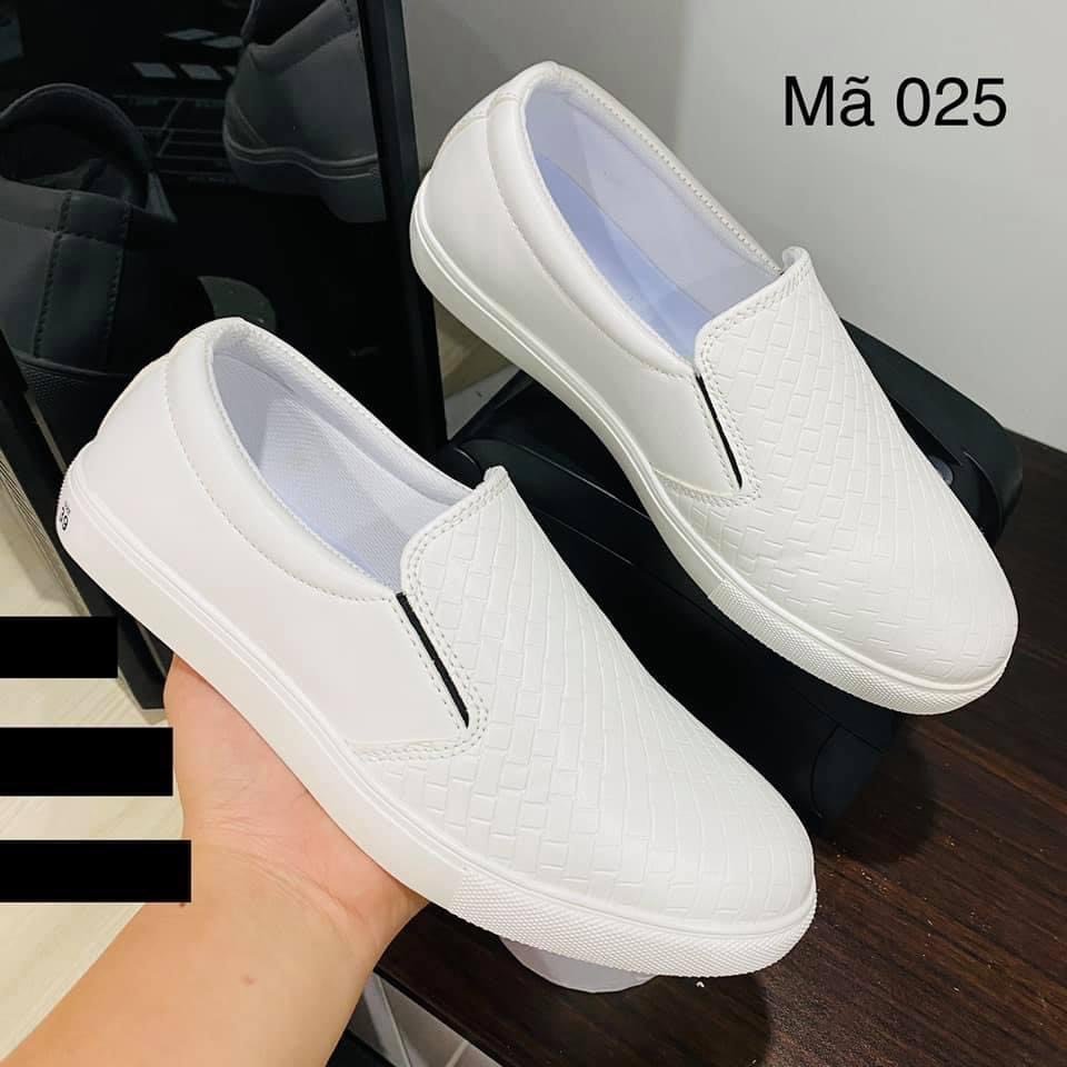 Giày lười nam Da Pu Màu Trắng Caro
