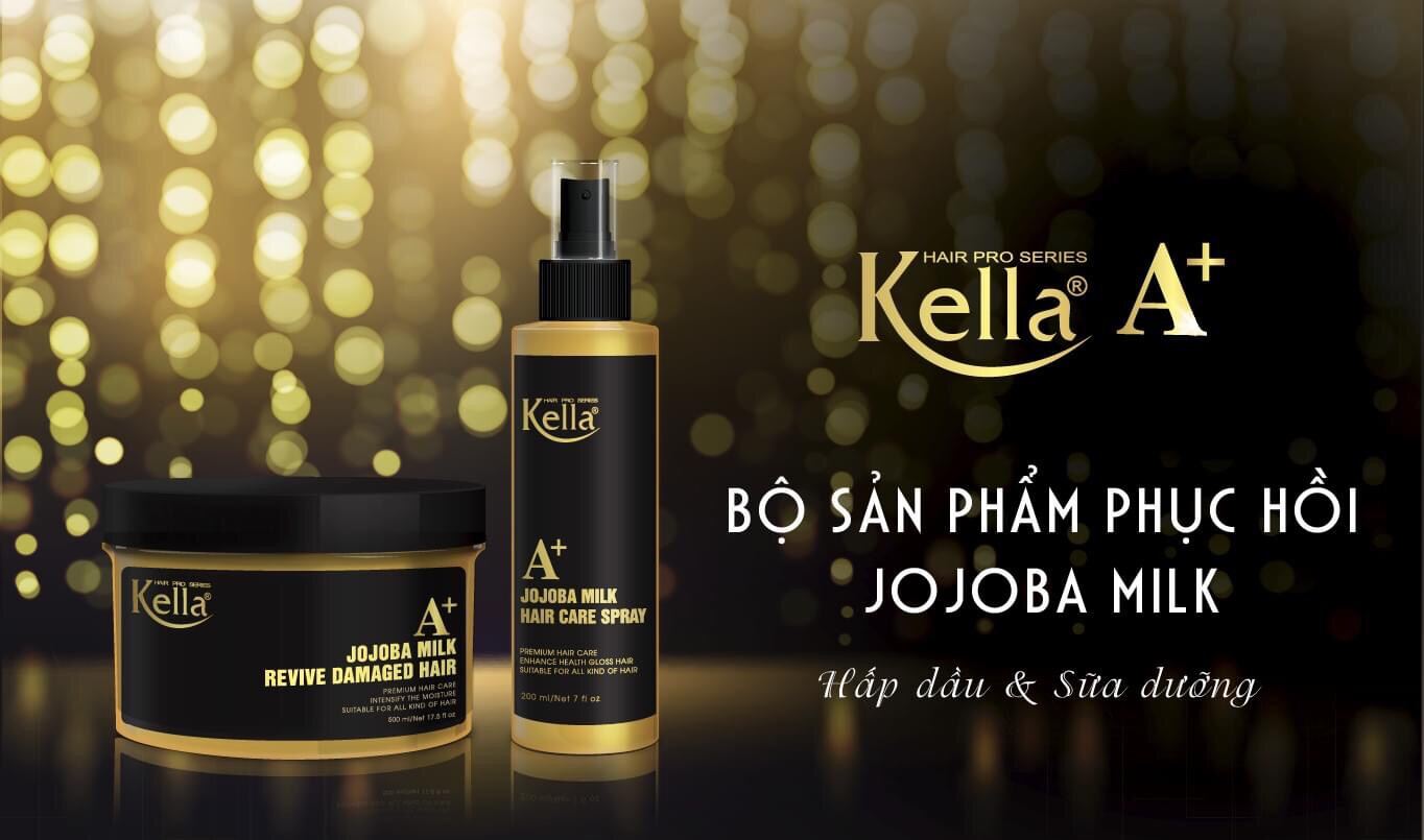 Combo xịt + hấp dưỡng tóc kella jojoba siêu mềm mượt