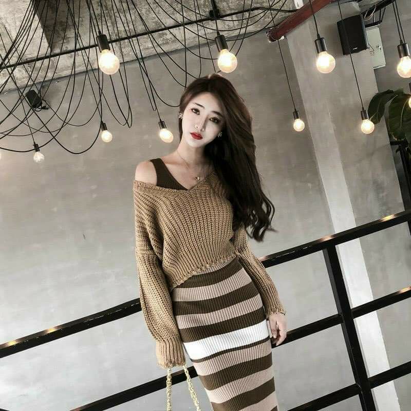 set len đầm kèm áo khoác rời cao cấp