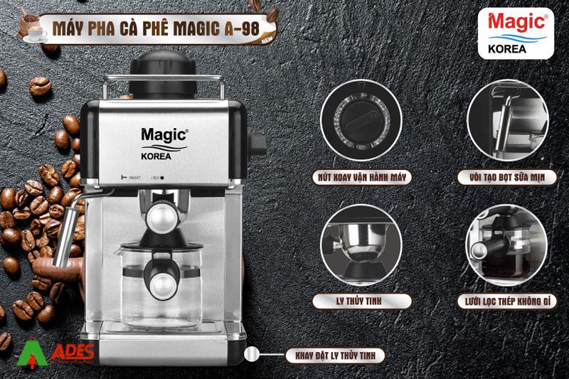Máy pha cà phê MAGIC KOREA A89 công suất 800w Hàn Quốc bảo hành 12 tháng