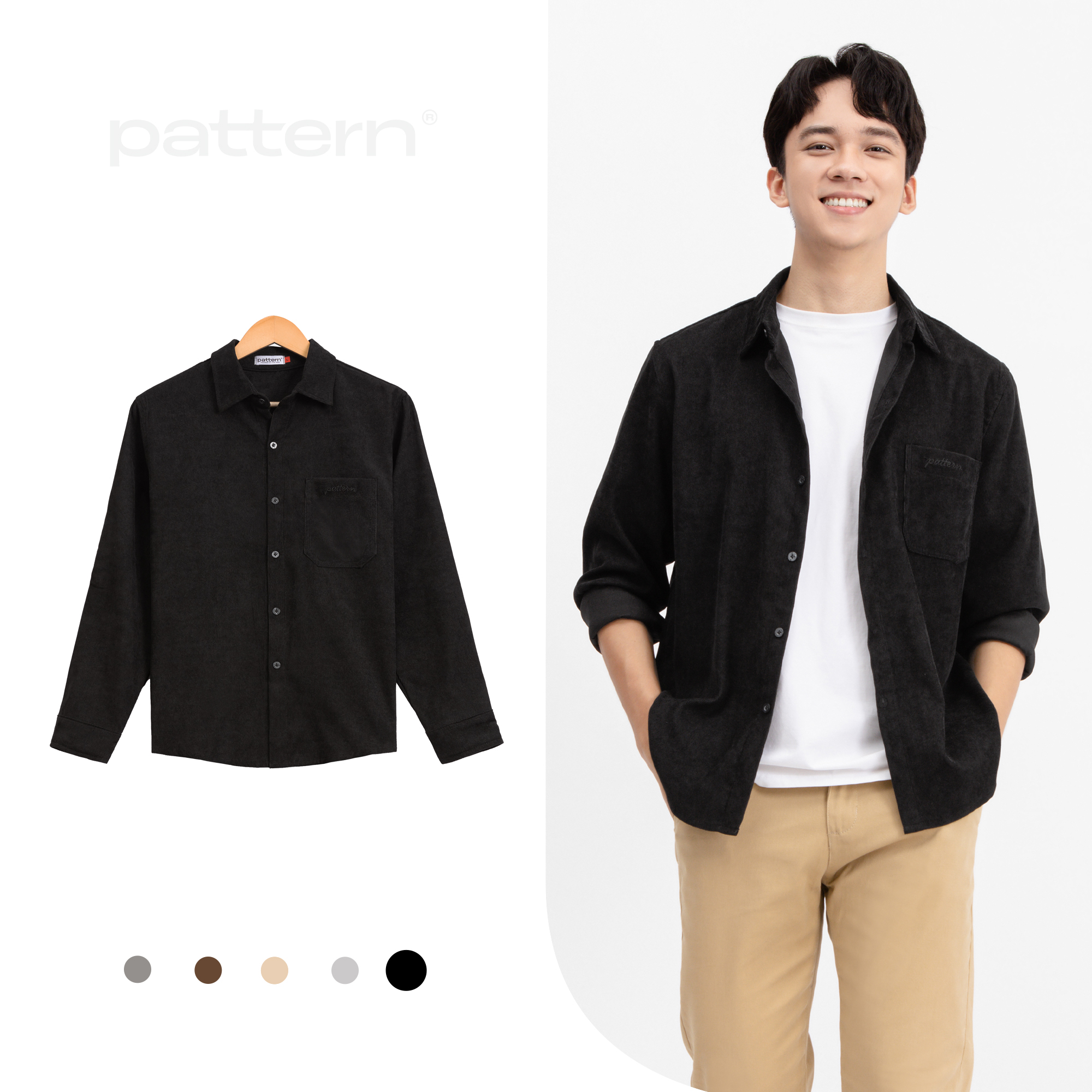 Áo sơ mi nhung tăm thêu PATTERN PA016