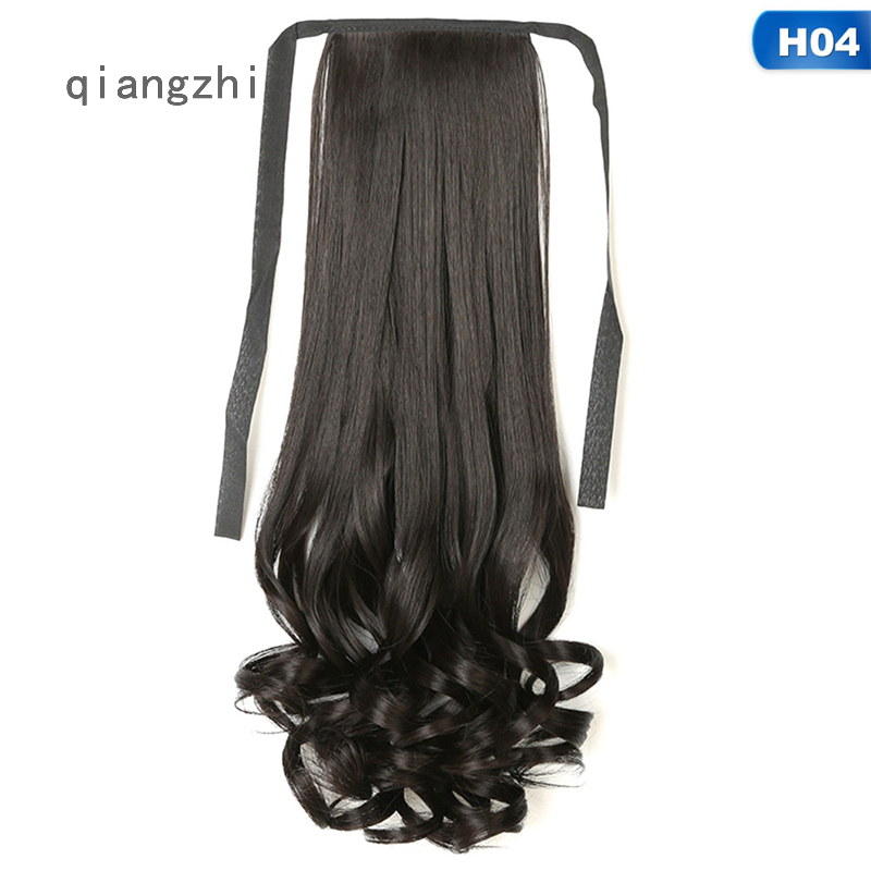 QZH Wig Ponytail Female Long Curly Straight Hair Bandage Pear Flower Big Wave Lifelike Short Wig Piece Ponytail