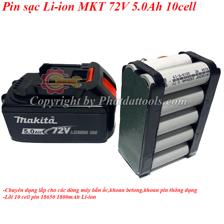 Pin sạc Li-ion 10 cell siêu khủng-chuyên dụng lắp cho máy siết bulong,máy mài pin,máy khoan betong