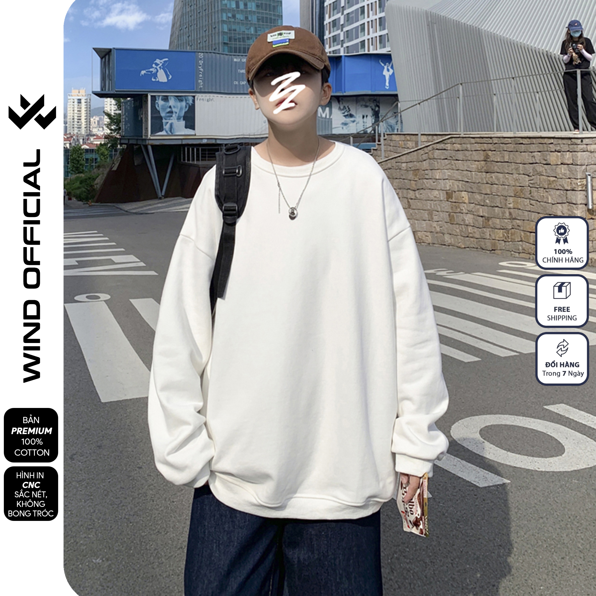 Áo sweater form rộng WIND nam nữ Basic Nỉ Ngoại oversize tay dài thời trang nam nữ ulzzang
