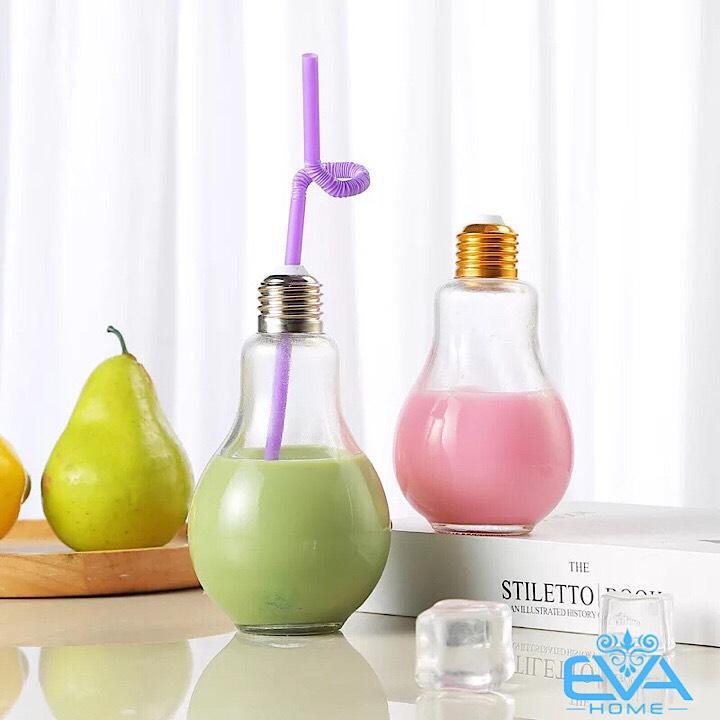 Combo 4 ly-4 bình Thuỷ Tinh Kiểu Dáng Bóng Đèn Dây tóc 400 ml