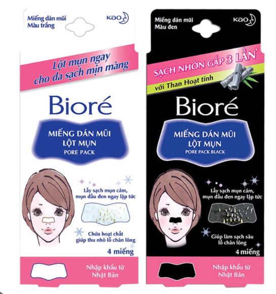 Bioré Miếng Dán Mũi Lột Mụn [Hộp 4 Miếng]