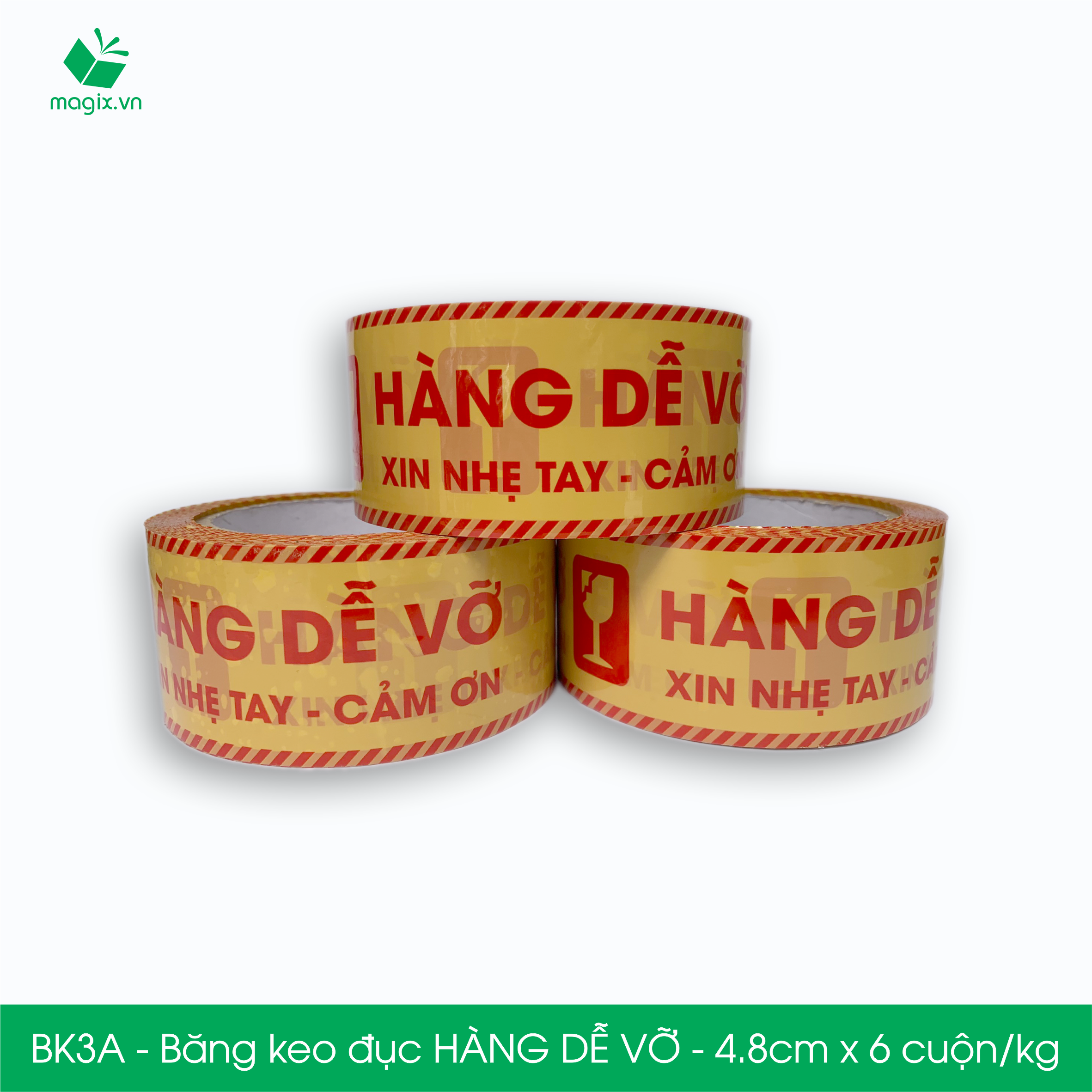Combo 12 cuộn băng keo hàng dễ vỡ 4.7cm - băng dính niêm phong đóng hàng