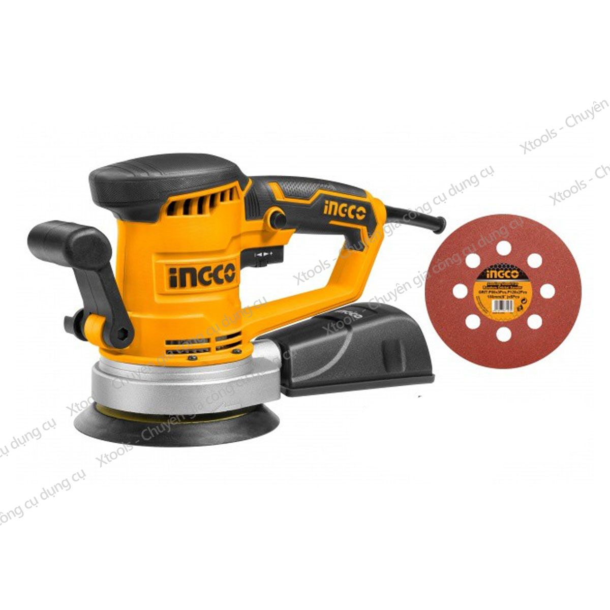 Máy chà nhám tròn INGCO RS4508 450W máy chà cầm tay chất liệu cao cấp, bền bỉ, tốc độ thay đổi, kèm theo miếng chà nhám
