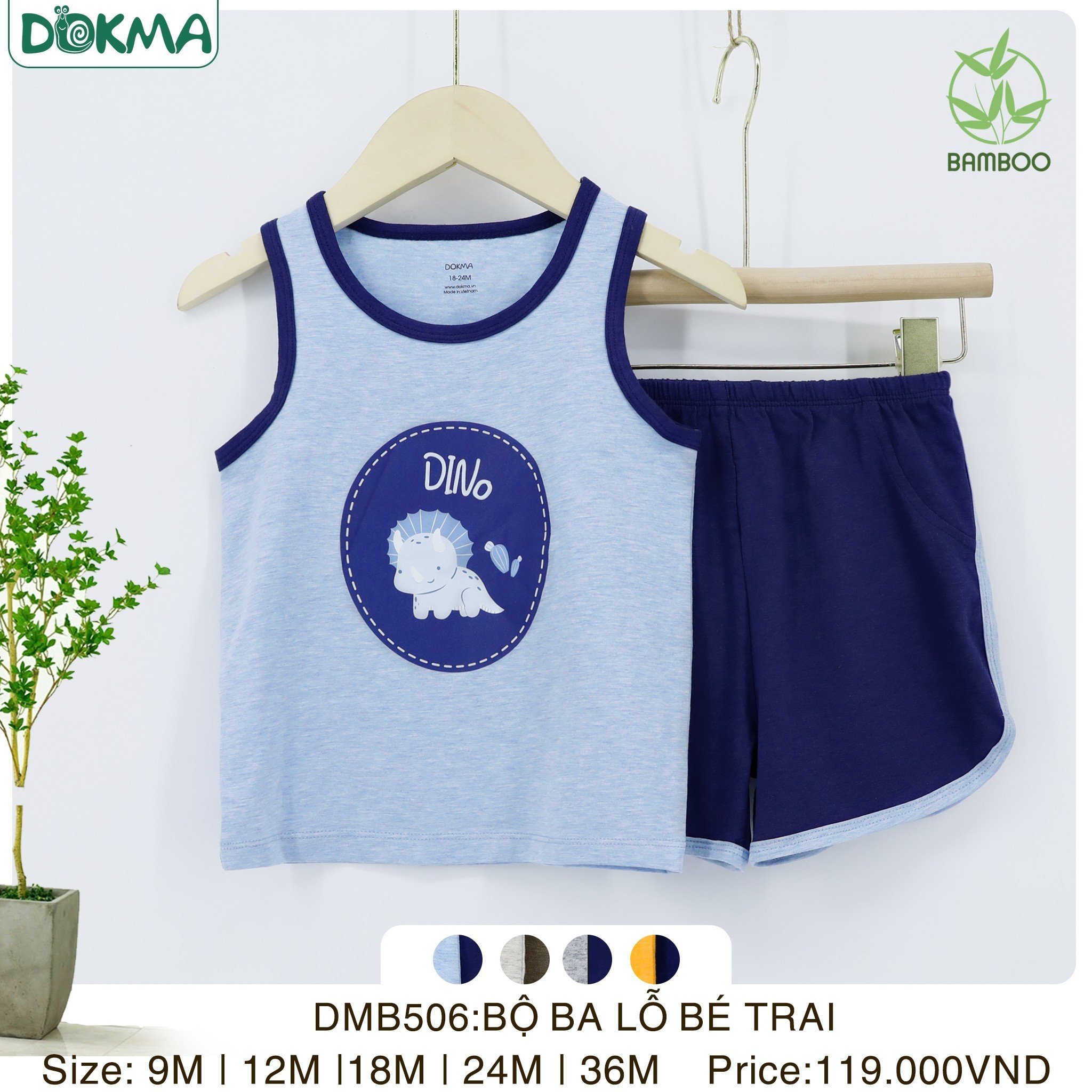 Bộ ba lỗ sát nách bé trai bamboo Dokma/ Judoby (6-36m) (DMB506 - DMB416 - DMB302 - JB158)