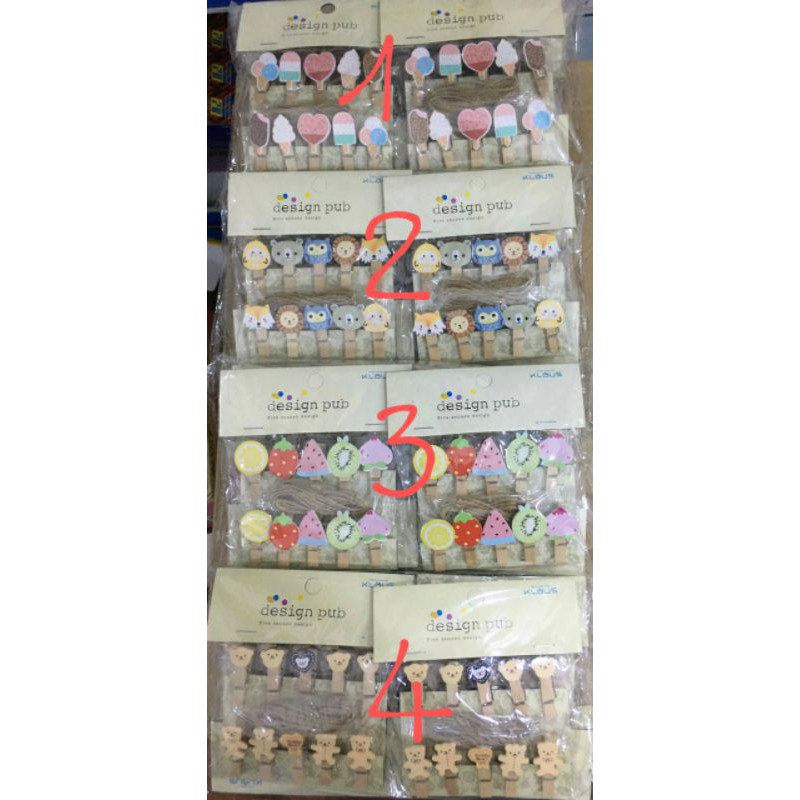 Set 10 Kẹp Gỗ Trang Trí Tặng Dây Thừng