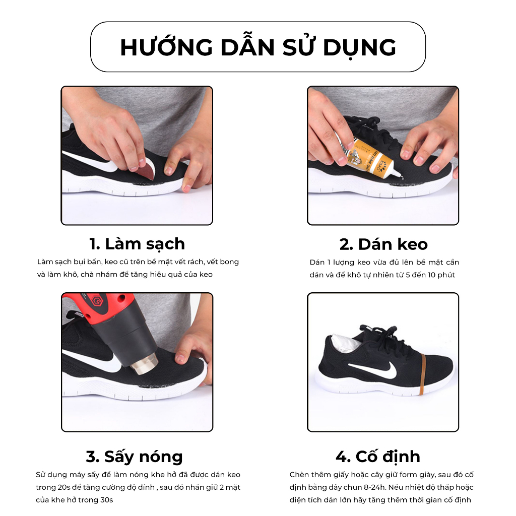 Keo dán giày siêu dính XIMO 60ml, An toàn, Chống nước, Không kết  tủa, Dán được nhiều loại giày