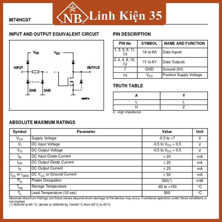 IC 74HC07 14 chân cắm DIP14/ chân dán SOP14