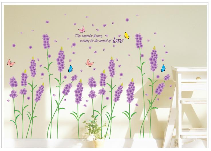 Decal dán tường mẫu hoa oải hương tím
