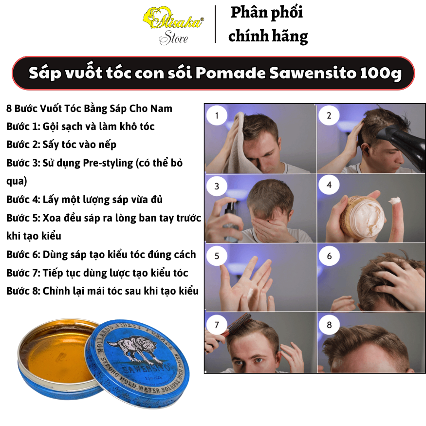 Sáp WAX vuốt tóc con sói Pomade Sawensito - 100g