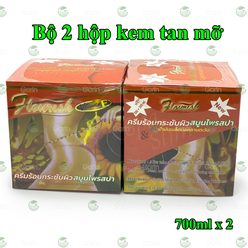 Bộ 2 hộp kem tan mỡ bụng gừng ớt Flourish Thái Lan (700ml x 2) giúp đánh tan mỡ hiệu quả, làm săn chắc vùng bụng, hông, eo, mông và đùi, cho dáng vóc luôn gọn gàng hơn cao cấp