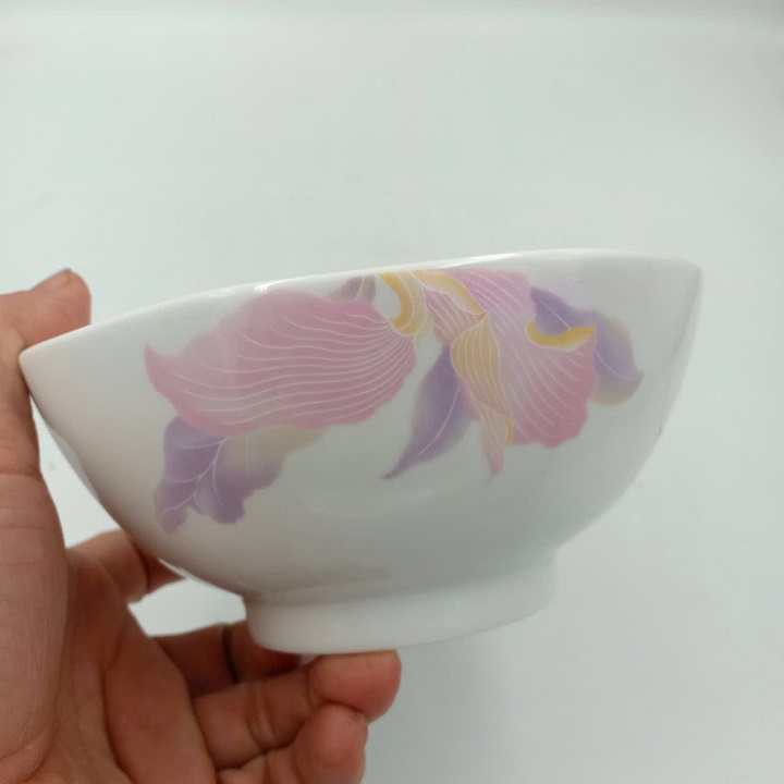 Tô canh viền vàng họa tiết dải lụa hồng  16 cm Sứ long phương cao cấp