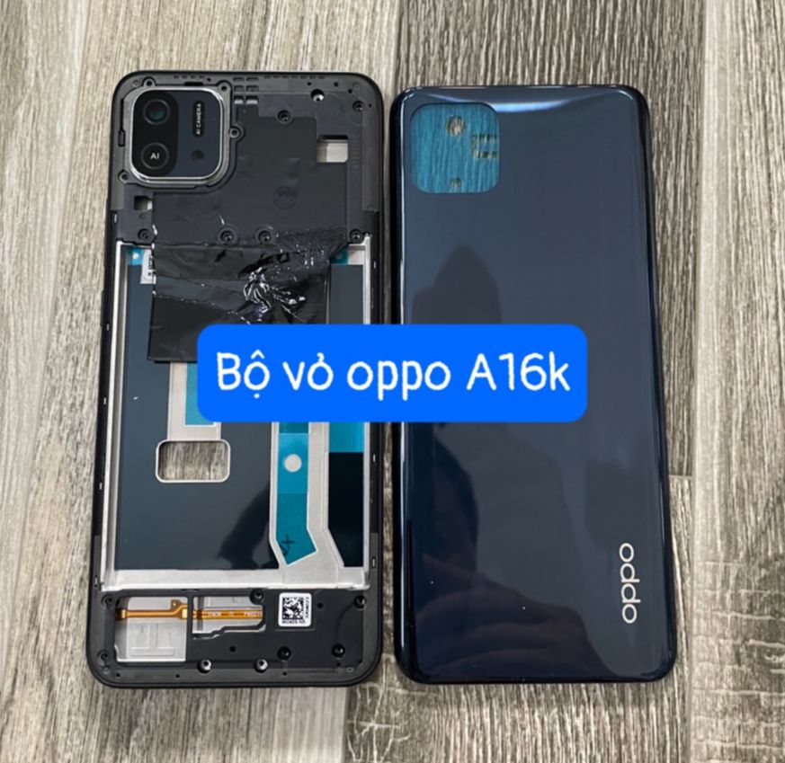 bộ vỏ sườn oppo A16k ,kèm khay sim,phím,kính camera