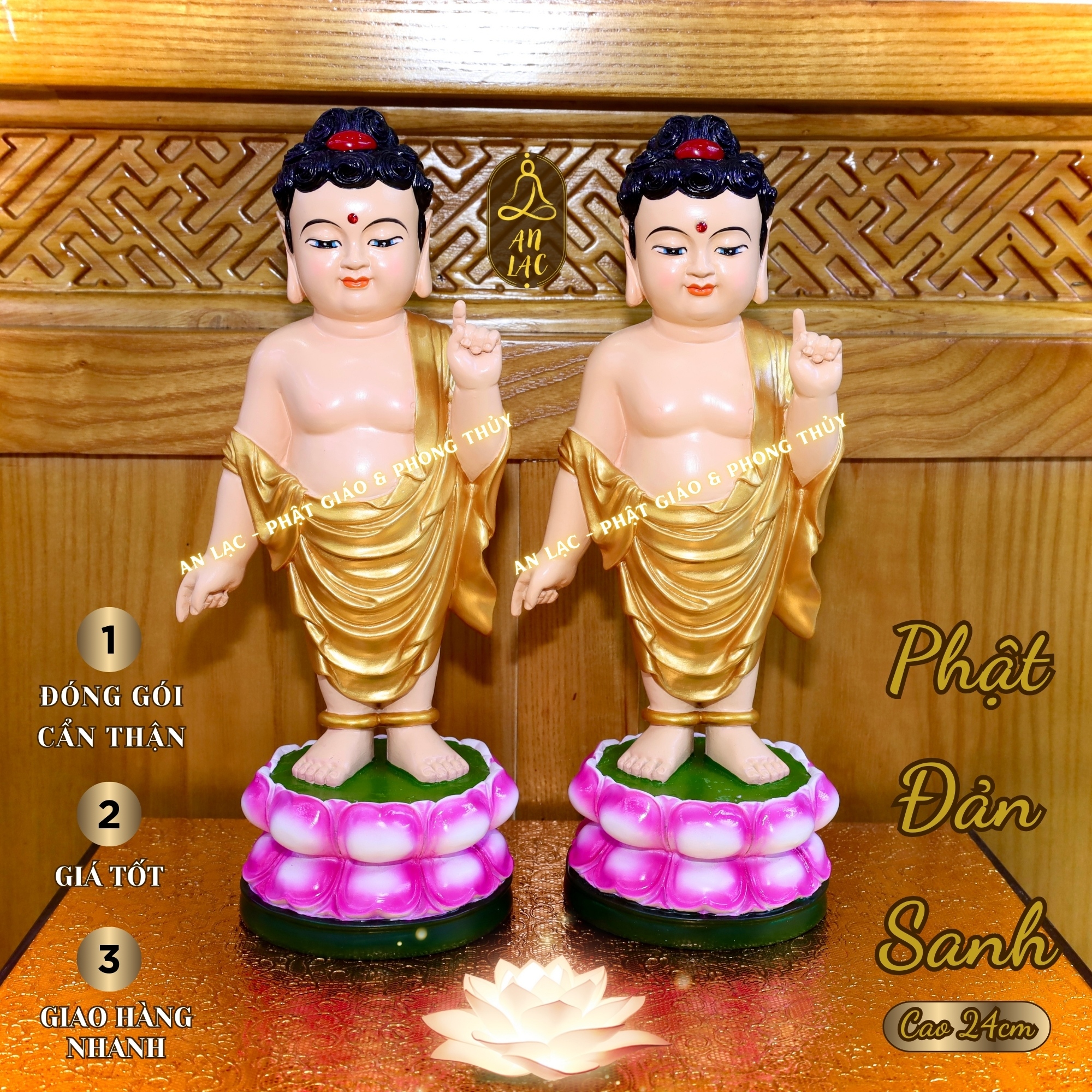 TƯỢNG PHẬT ĐẢN SANH 24CM - CHẤT LIỆU COMPOSITE (NHỰA CAO CẤP)