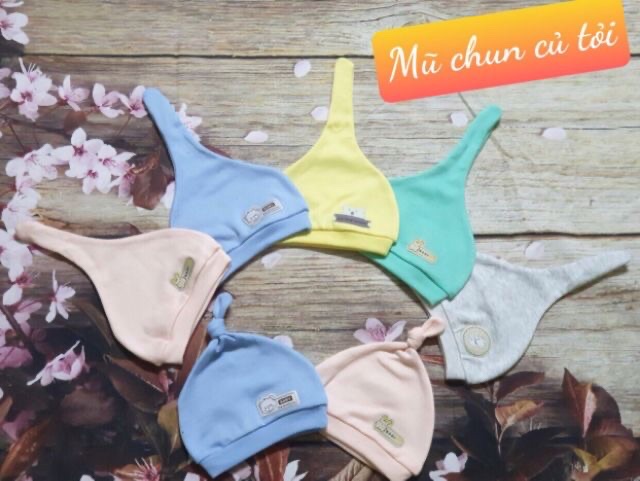 Mũ thắt nút chất cotton co dãn 4 chiều cho bé 0-4 tháng