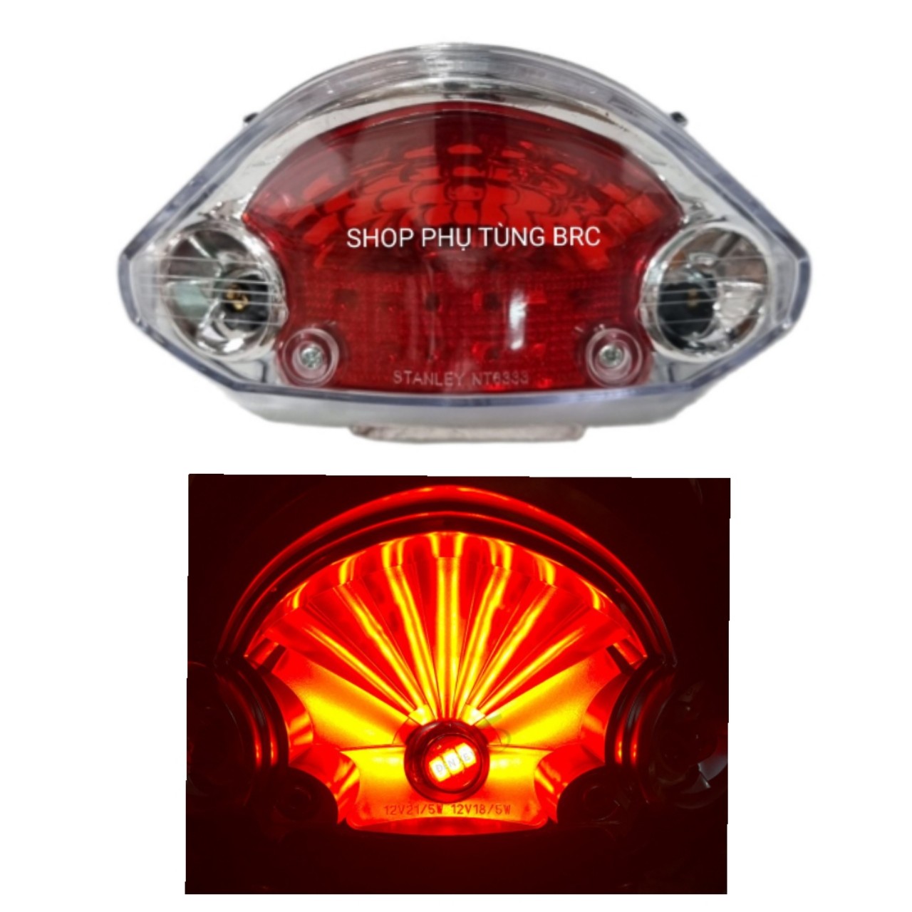 Bộ đèn hậu xe sirius 110cc, 50cc lắp bóng siêu sáng audi