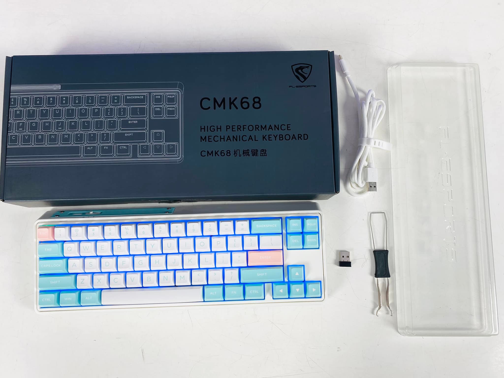 Bàn phím cơ không dây FL-Esports FL68 SAM Marshmallow RGB - 3 chế độ kết nối - Kailh Switch - Hàng chính hãng