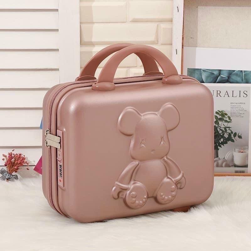 Cốp gấu nổi - vali gấu bearbrick du lịch đựng đồ dùng mỹ phẩm 14inh ab as