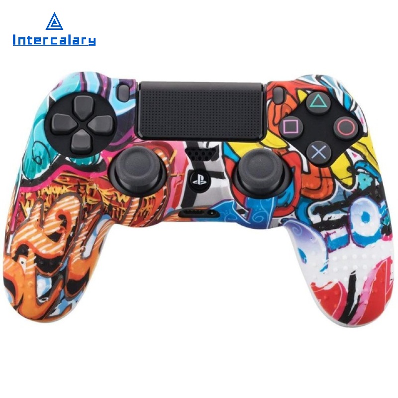 Ốp Ngụy Trang Da Gel Cao Su Silicon Chấm Bi Đính Graffiti Vỏ Bọc Điều Khiển PS4 Slim/Pro Dành Cho Dualshock4