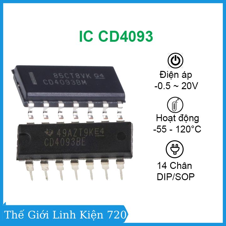 Bộ 3 linh kiện điện tử IC CD4093
