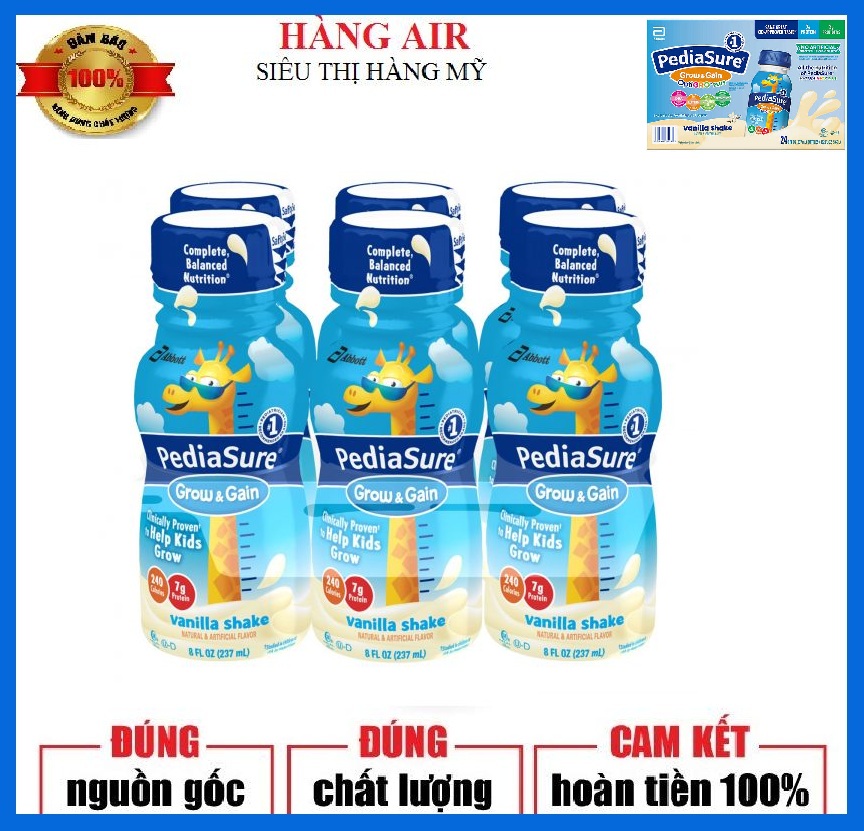 [Combo 6 chai] Sữa Pediasure Nước Grow Gain Vanilla Của Mỹ - Tăng chiều cao vượt trội