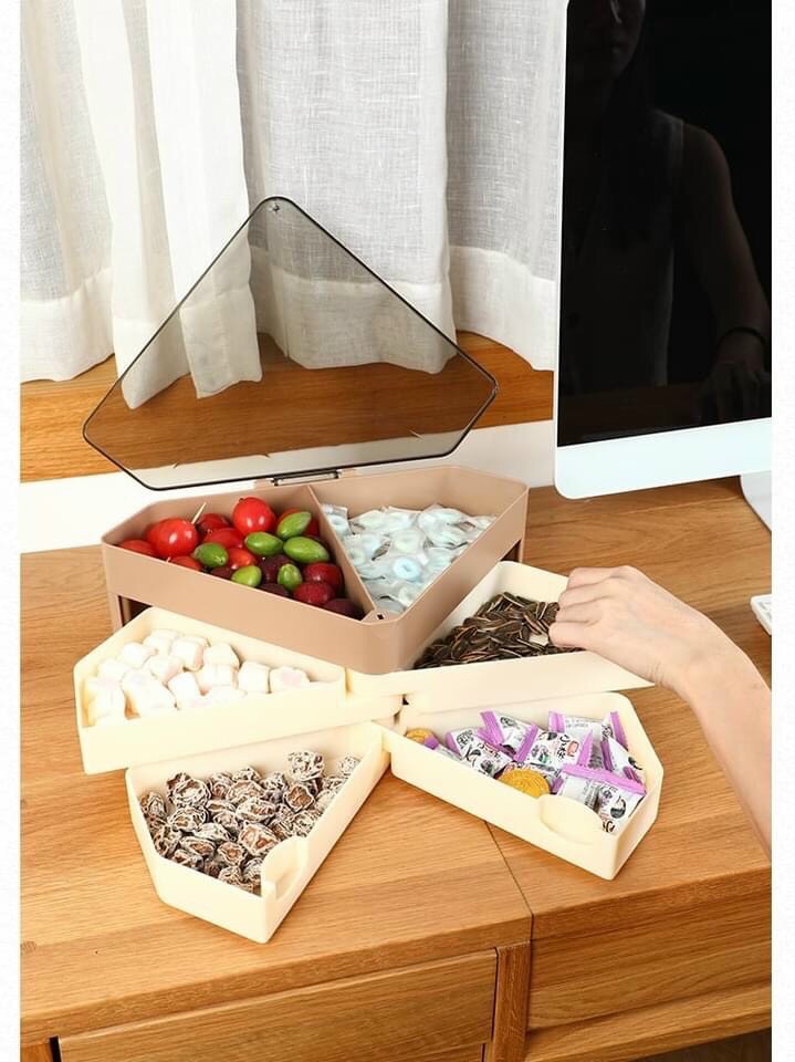 Hộp mứt kim cương 3 tầng xoay