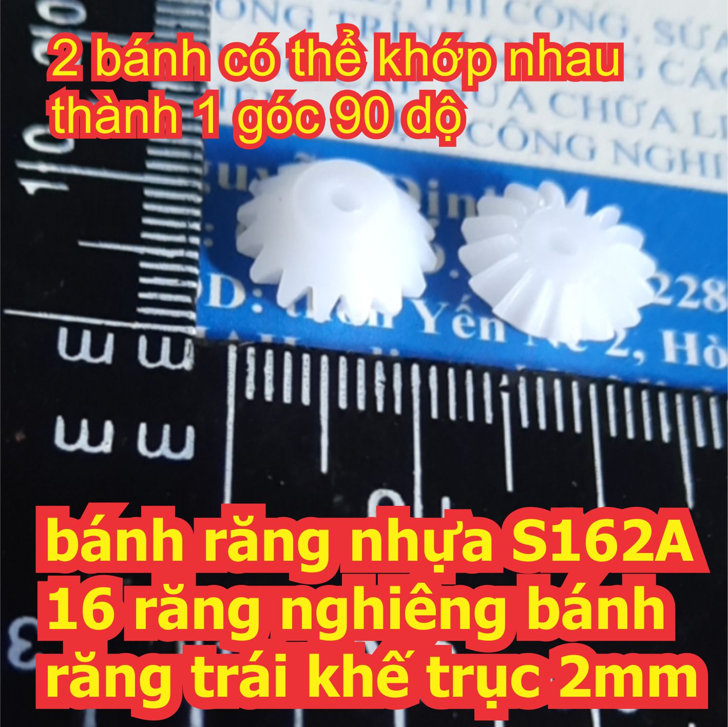 10 cái bánh răng nhựa S162A 16 răng nghiêng trục 2mm bánh răng côn kde3002