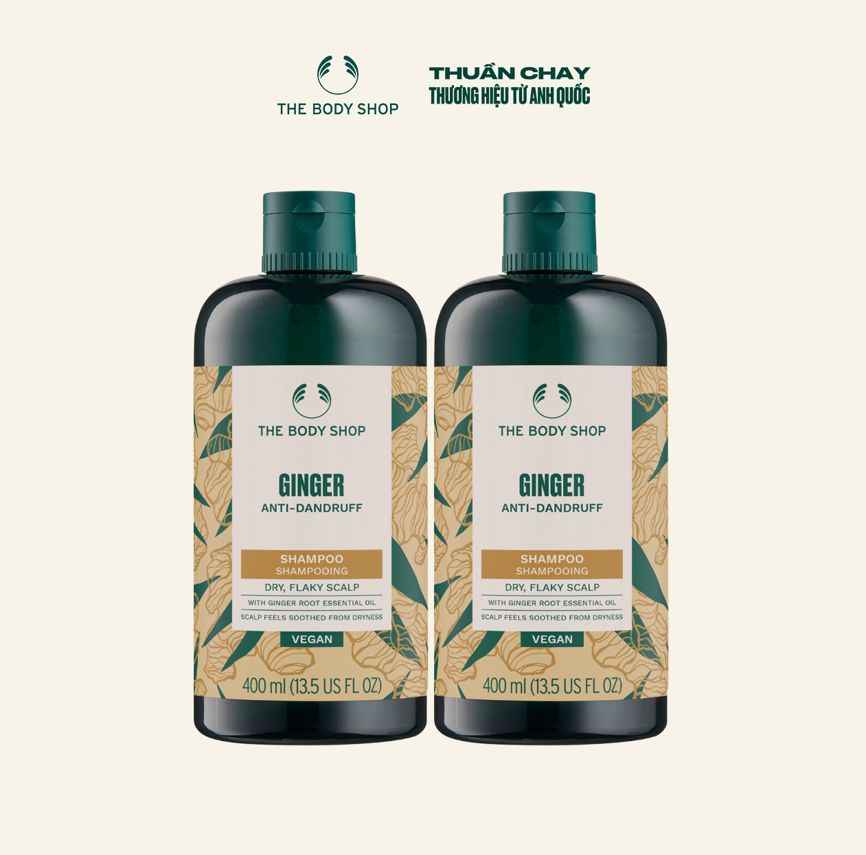 Combo 2 dầu gội ginger scalp care shampoo 400ml the body shop