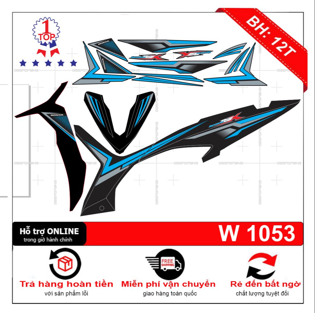 Tem rời wave RSX xanh đen