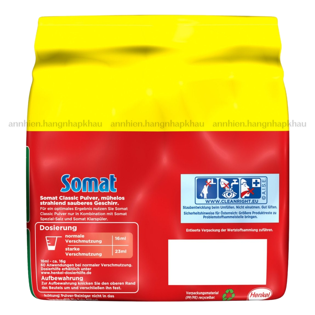 Bột rửa chén Somat 960g của Đức dùng cho máy rửa chén bát