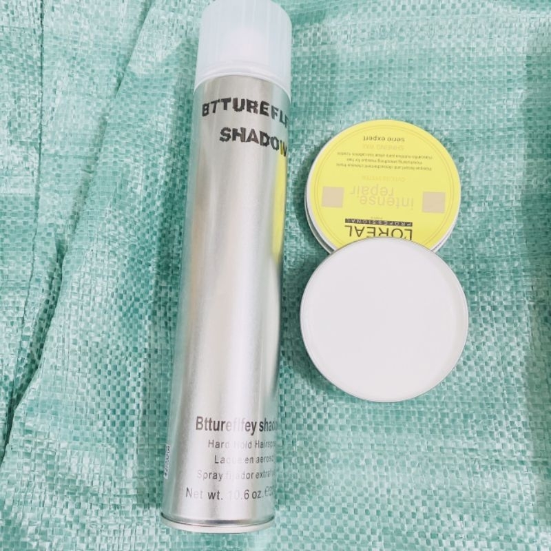 Combo Gôm bạc xịt tóc Bttereflfey shadow 320ml Và Sáp wax Vuốt Tóc Lore Đục -Combo Gôm + Sáp Vuốt Tóc nam Cứng Mềm trong