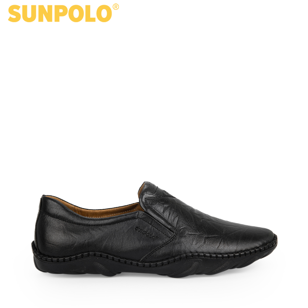 Giày lười nam da bò SUNPOLO SUS512 (Xanh đen)