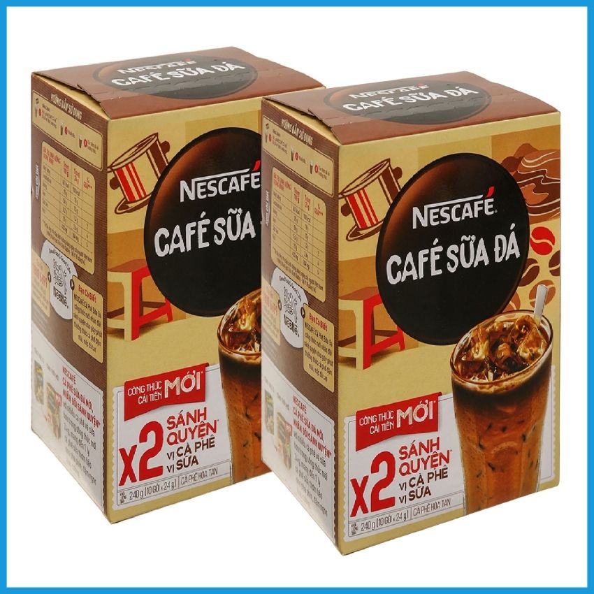 [HCM] NESCAFE cà phê sữa đá X2 sánh quyện (Hộp 10 gói x 24g) MNCFSĐ01