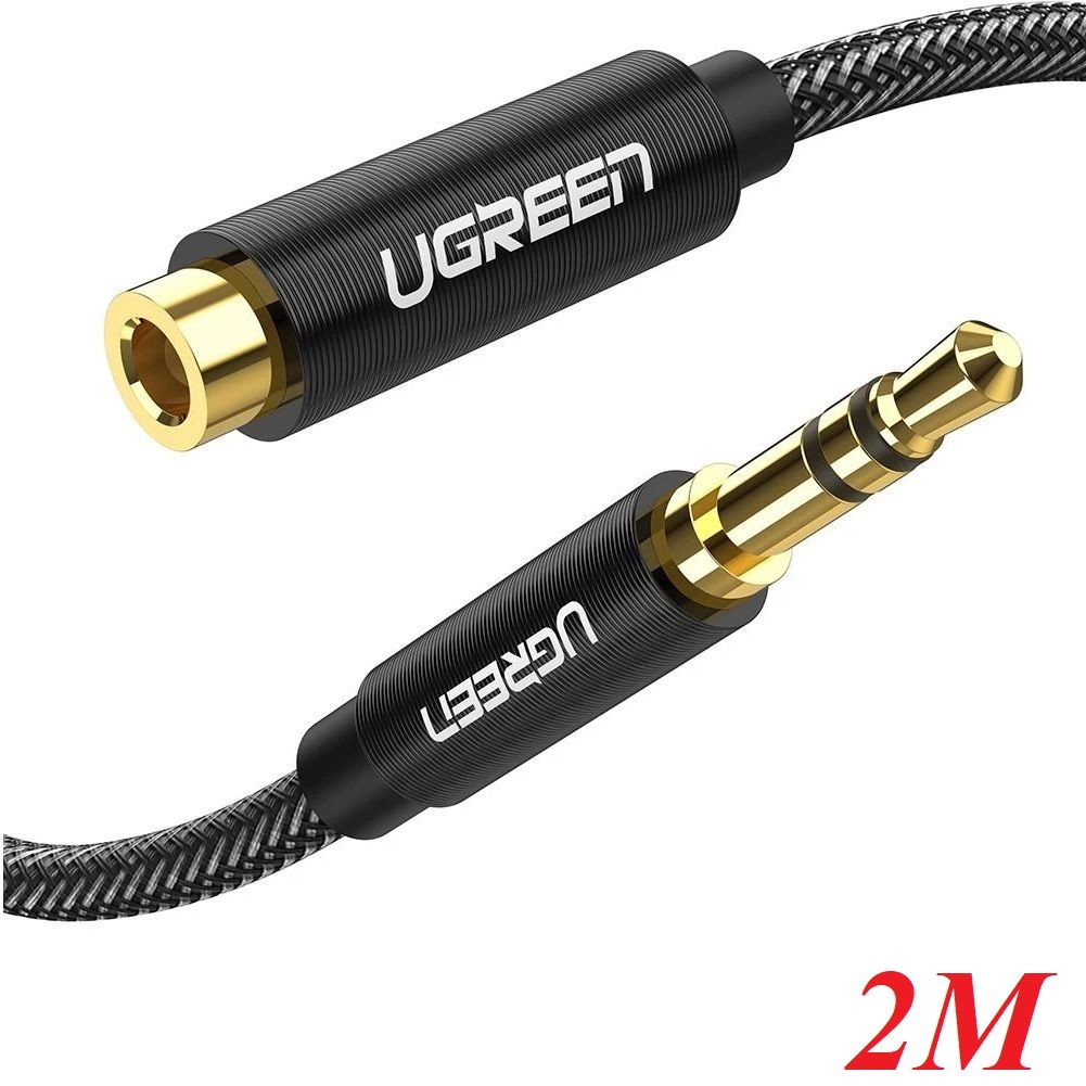 Ugreen 60221 2m 3.5mm nối dài đầu nhôm cáp âm thanh màu đen av118