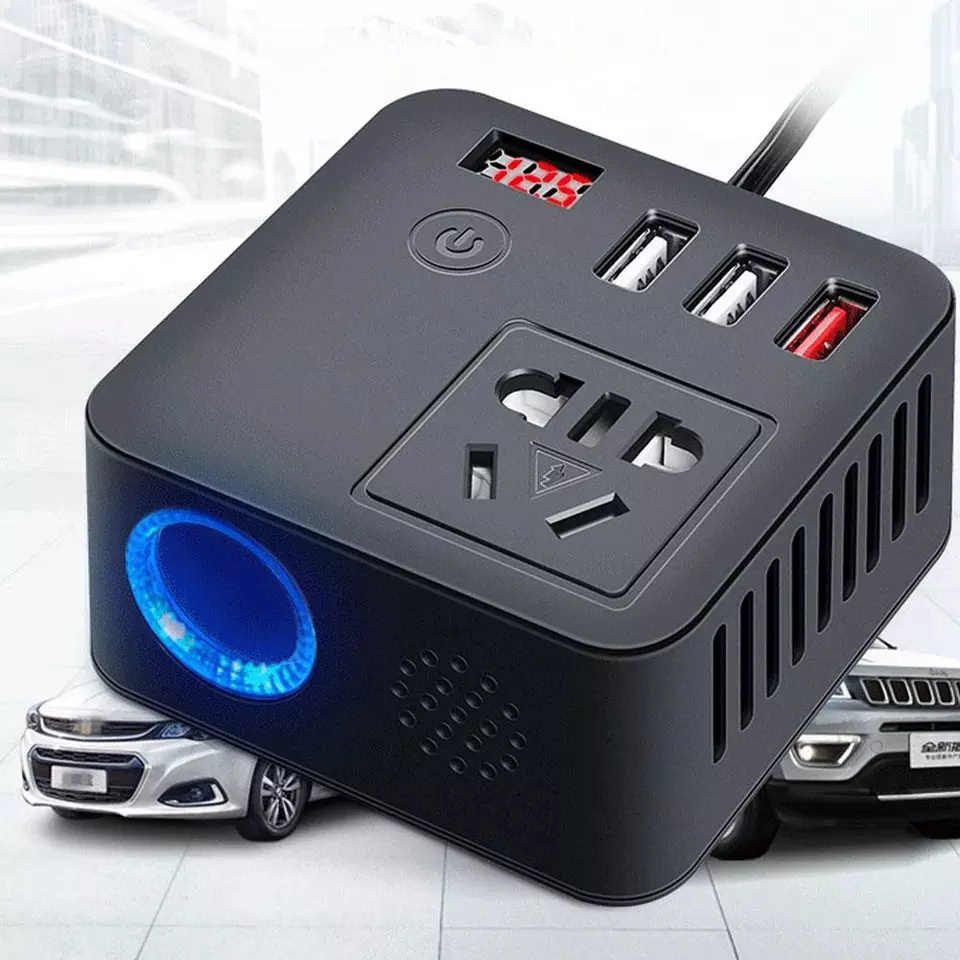 Pktl bộ biến điện trên ô tô 12v / 24v sang ổ cắm 220v ô tô đa chức năng