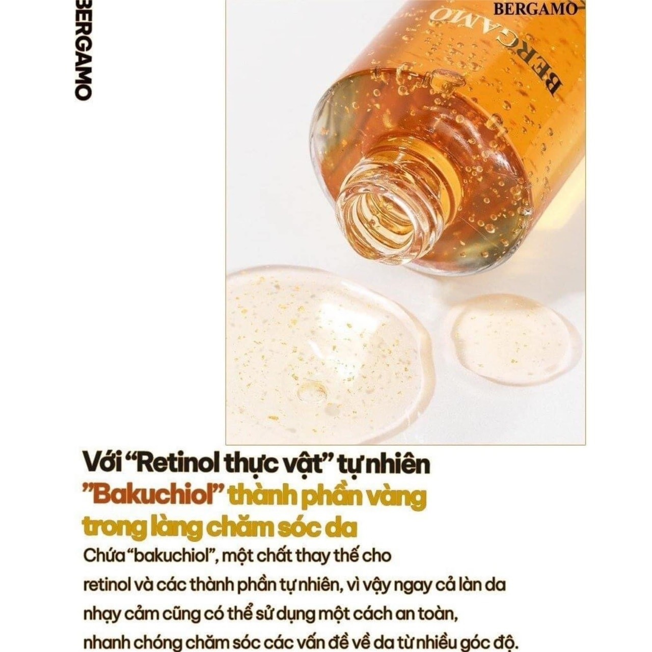 Tinh Chất Vàng 24K Giúp Nâng Cơ, Chống Lão Hóa Bergamo 24K Gold Bakuchiol Premium Essence 120ml