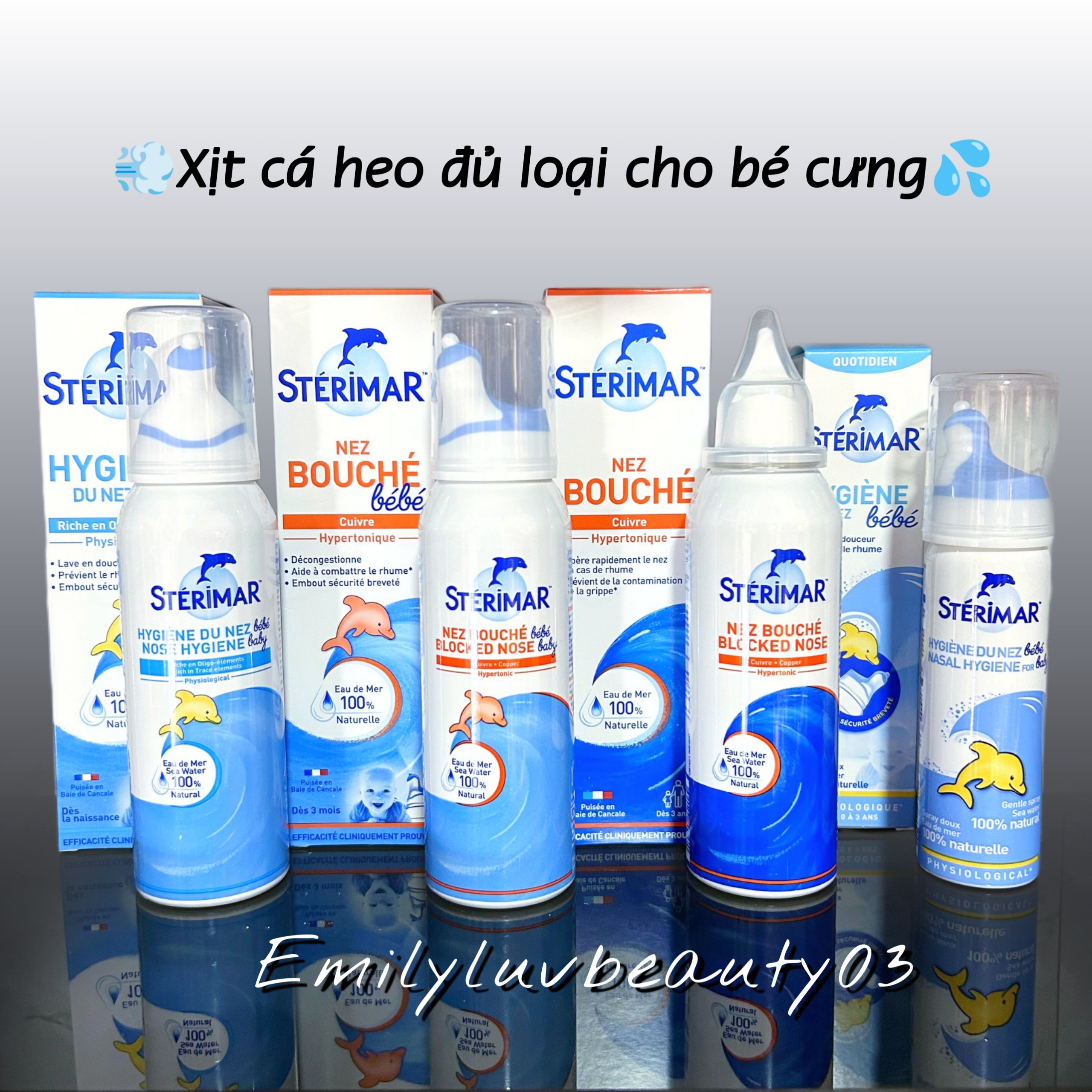 Xịt muối biển cá heo Sterimar Pháp cho bé cưng