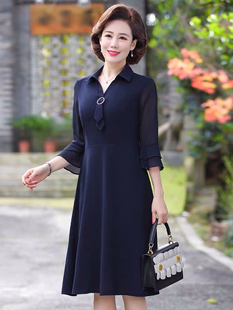 Đầm nữ trung niên sang trọng . đầm dự tiệc , đầm cổ sơ mi cao cấp sang trọng , đầm mặc cho 4 mùa rất thoải mái nhẹ nhàng , kiểu thiết kế thanh lịch , sang trọng , quý phái LTT.01685